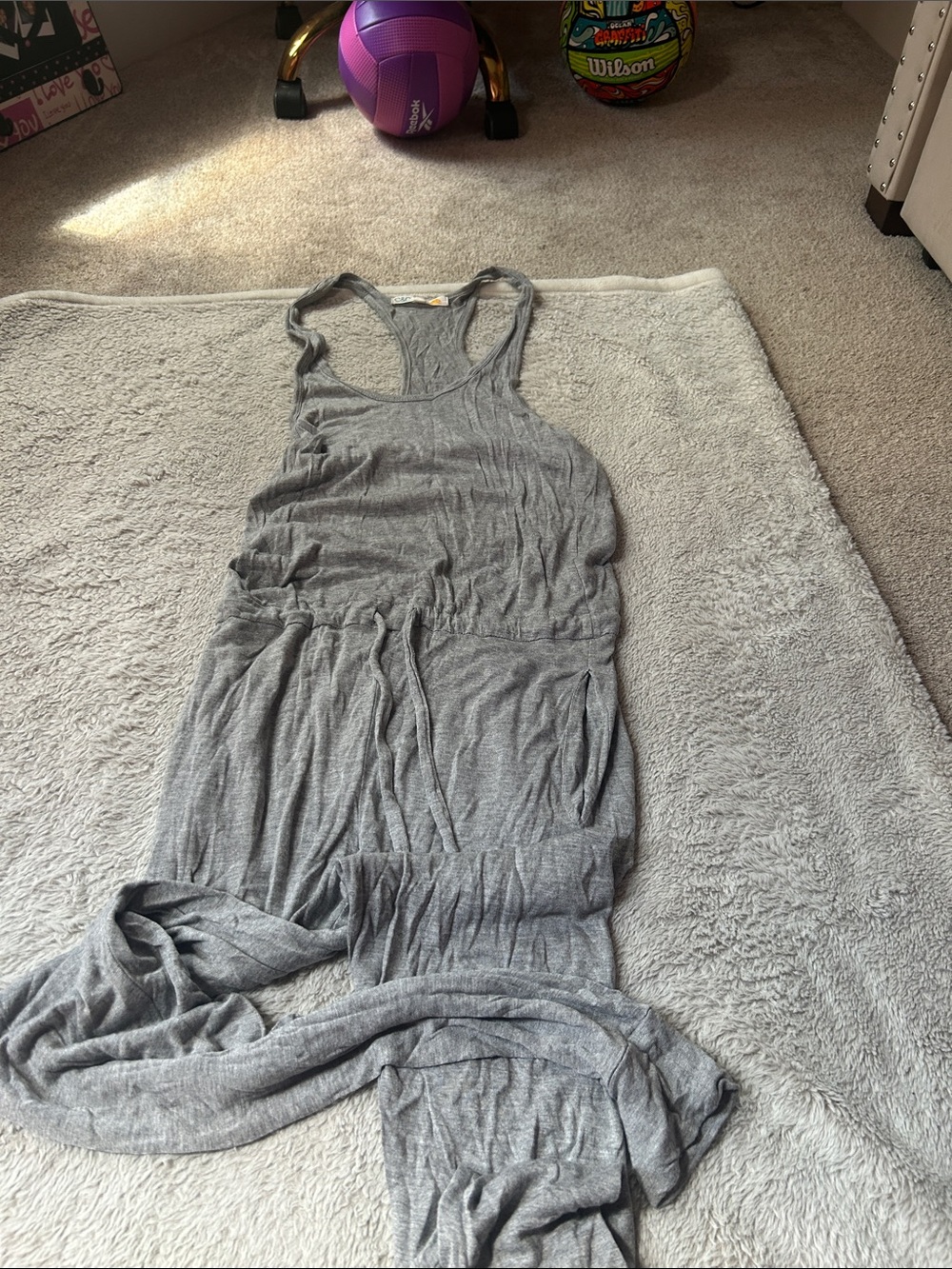 C&C California Gray Ribbed Racerback jumpsuit